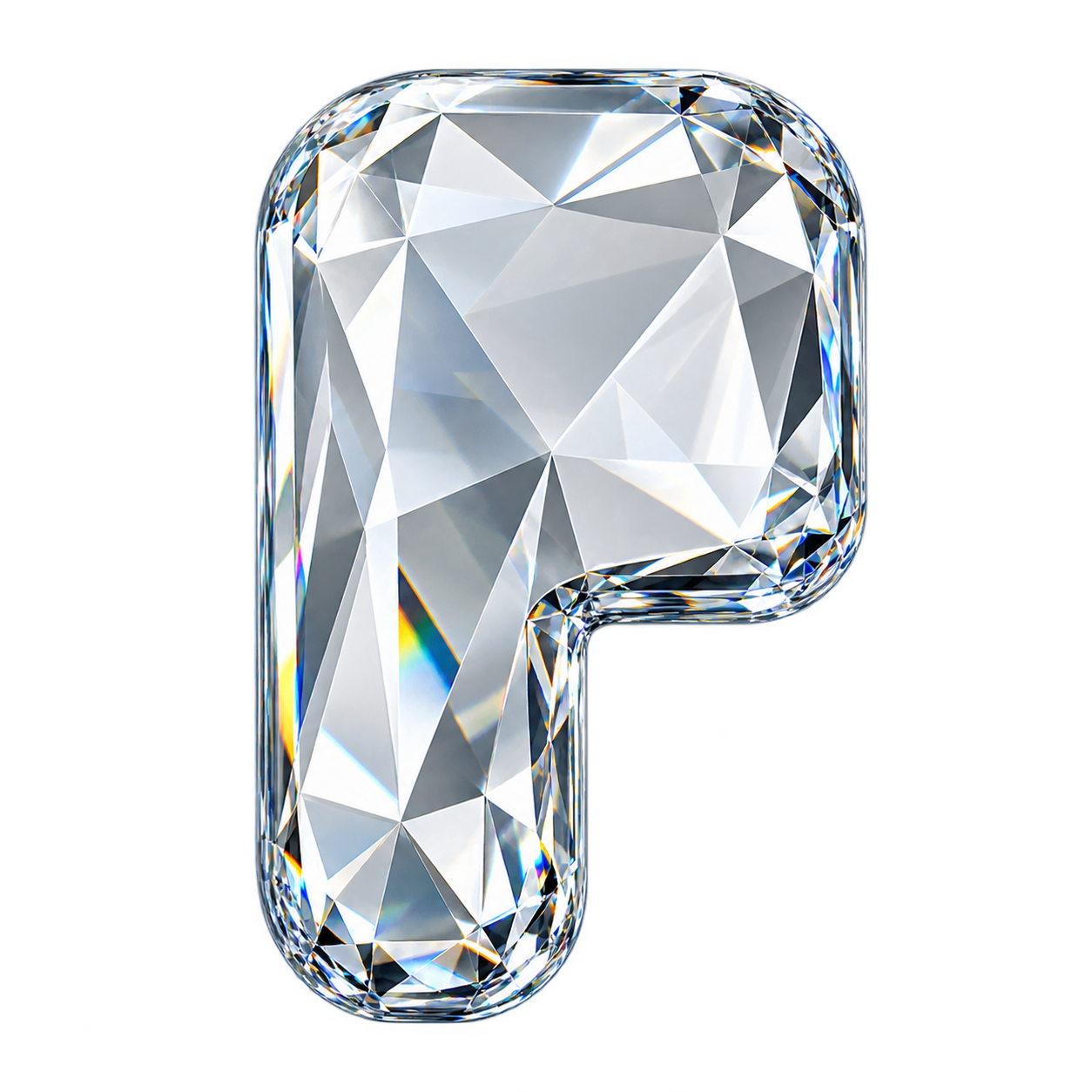 The Diamond Pons logo: a capital P cut from diamond
